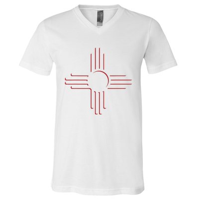 New Mexico Unique Red Zia Symbol Flag Gift V-Neck T-Shirt