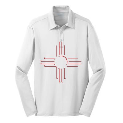 New Mexico Unique Red Zia Symbol Flag Gift Silk Touch Performance Long Sleeve Polo