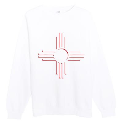 New Mexico Unique Red Zia Symbol Flag Gift Premium Crewneck Sweatshirt