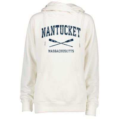 Nantucket Massachusetts Vintage Nautical Paddles Sports Oars Womens Funnel Neck Pullover Hood