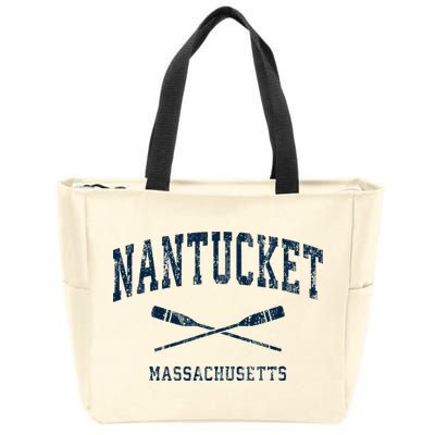 Nantucket Massachusetts Vintage Nautical Paddles Sports Oars Zip Tote Bag