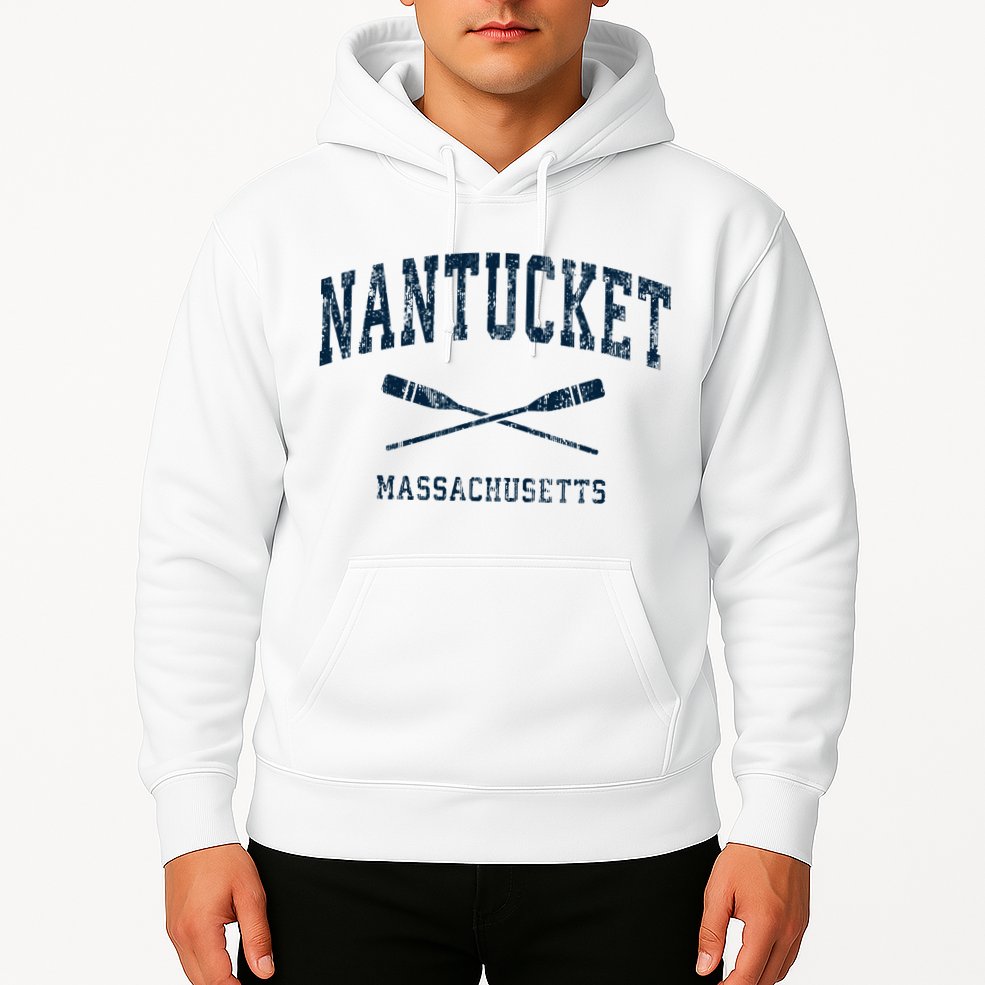 Nantucket Massachusetts Vintage Nautical Paddles Sports Oars Hoodie