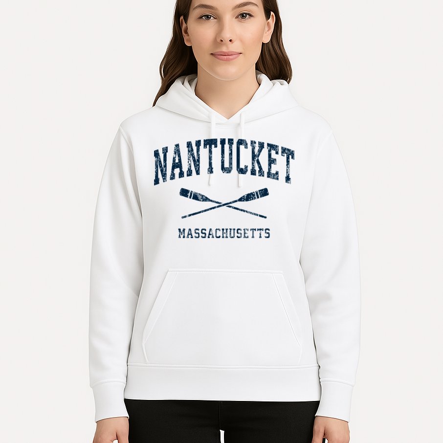 Nantucket Massachusetts Vintage Nautical Paddles Sports Oars Hoodie