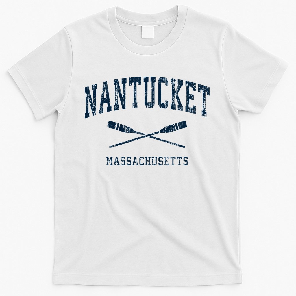 Nantucket Massachusetts Vintage Nautical Paddles Sports Oars T-Shirt