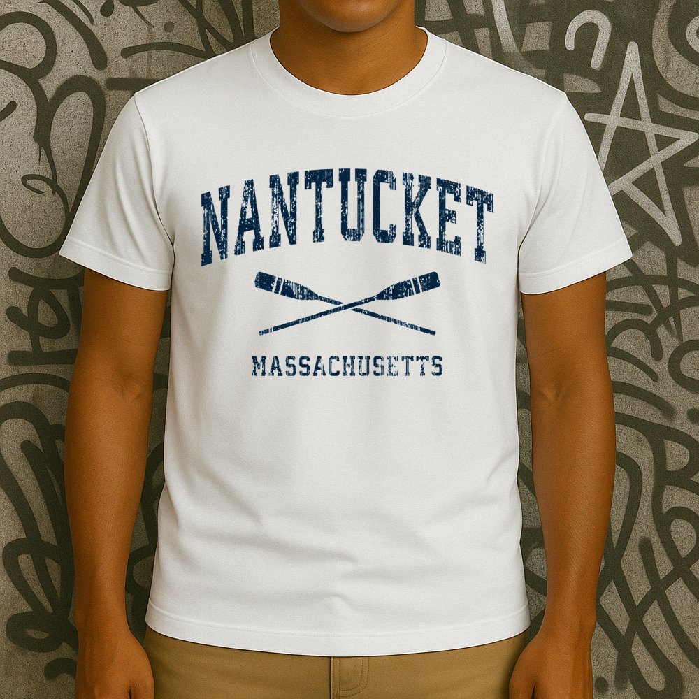 Nantucket Massachusetts Vintage Nautical Paddles Sports Oars T-Shirt