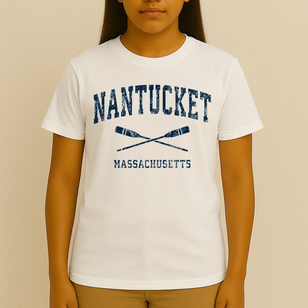 Nantucket Massachusetts Vintage Nautical Paddles Sports Oars T-Shirt