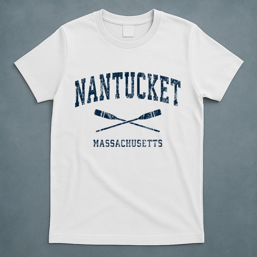 Nantucket Massachusetts Vintage Nautical Paddles Sports Oars T-Shirt
