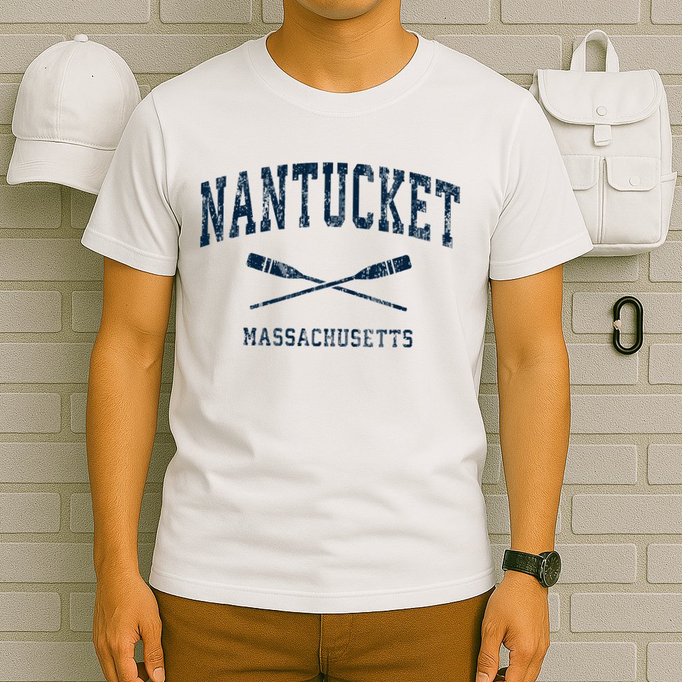 Nantucket Massachusetts Vintage Nautical Paddles Sports Oars T-Shirt