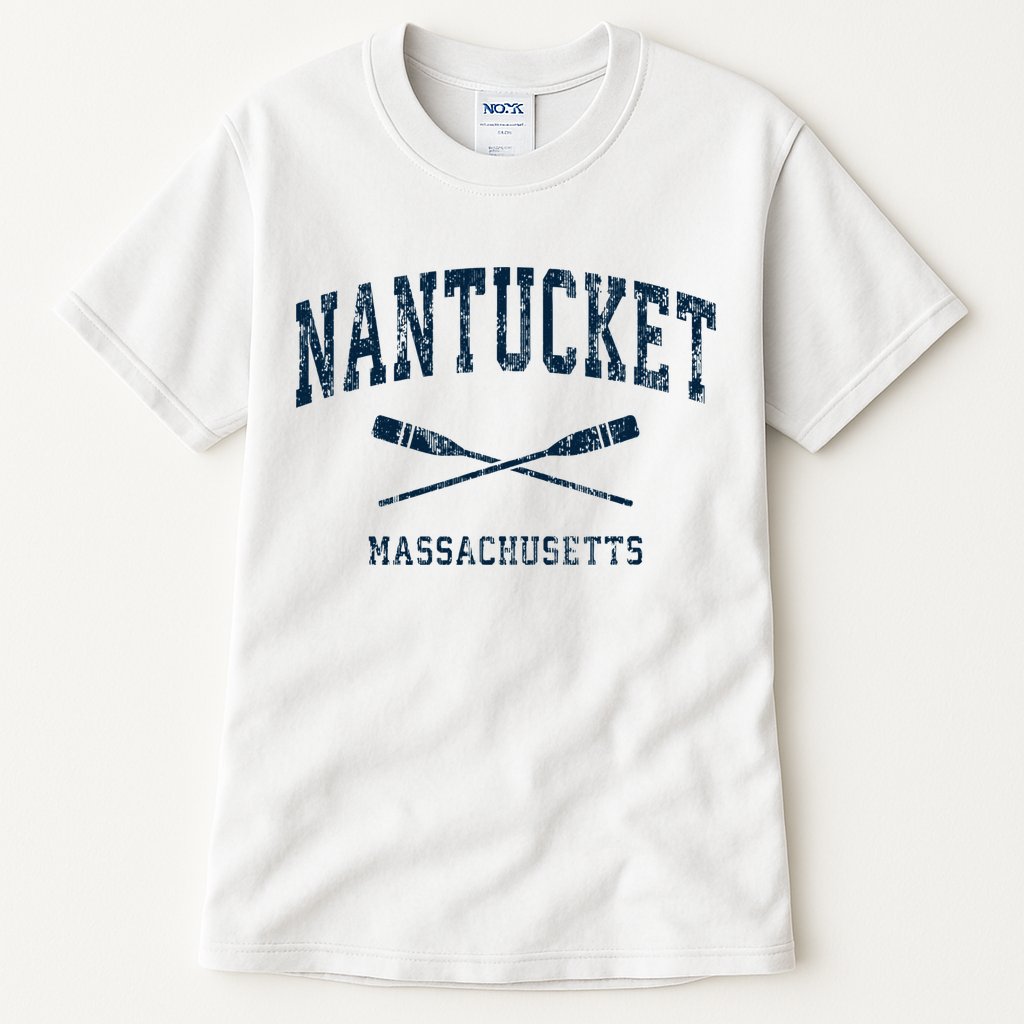 Nantucket Massachusetts Vintage Nautical Paddles Sports Oars Tall T-Shirt