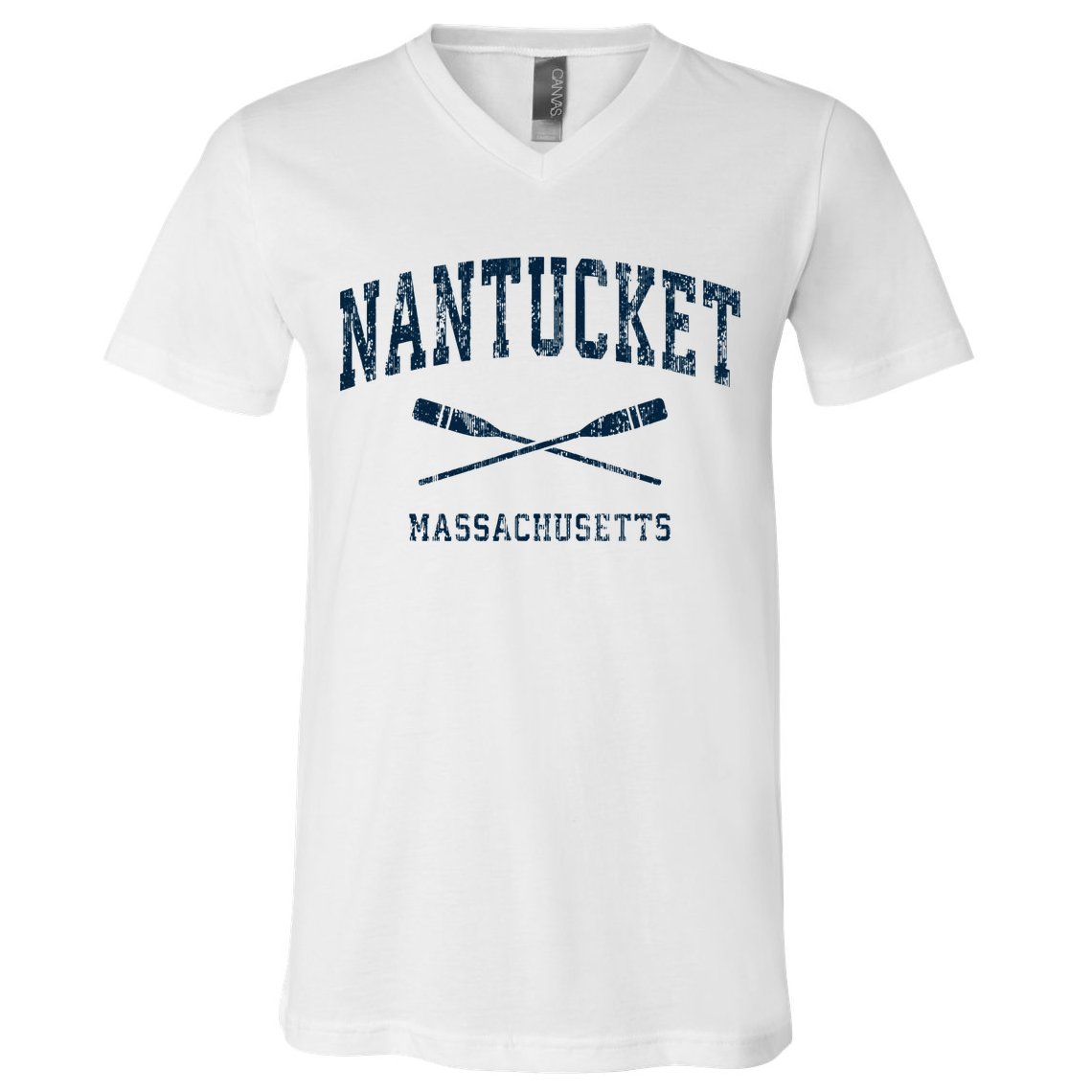 Nantucket Massachusetts Vintage Nautical Paddles Sports Oars V-Neck T-Shirt