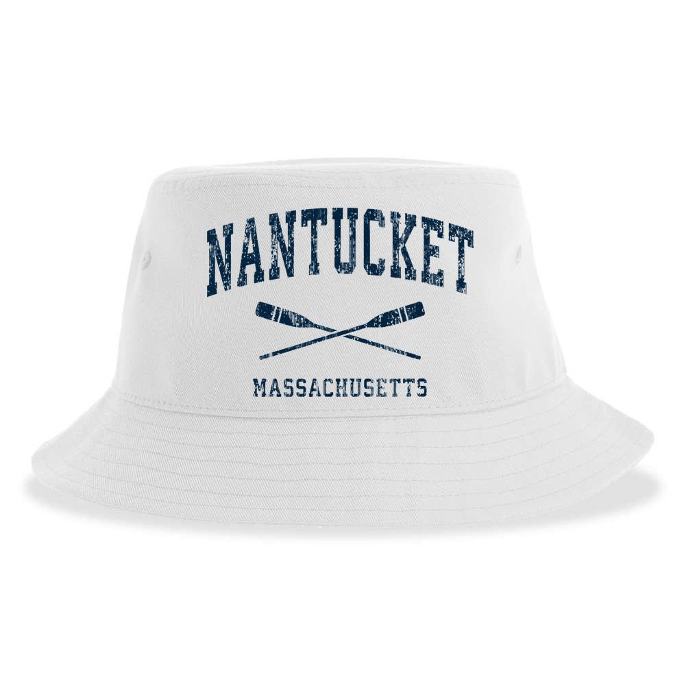 Nantucket Massachusetts Vintage Nautical Paddles Sports Oars Sustainable Bucket Hat
