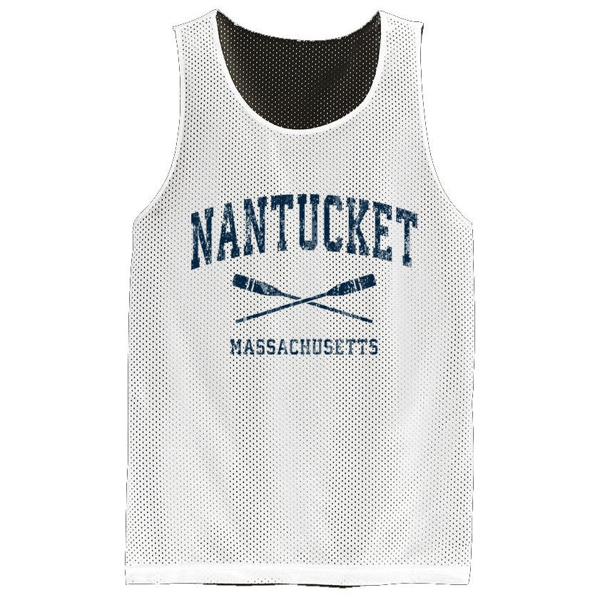 Nantucket Massachusetts Vintage Nautical Paddles Sports Oars Mesh Reversible Basketball Jersey Tank
