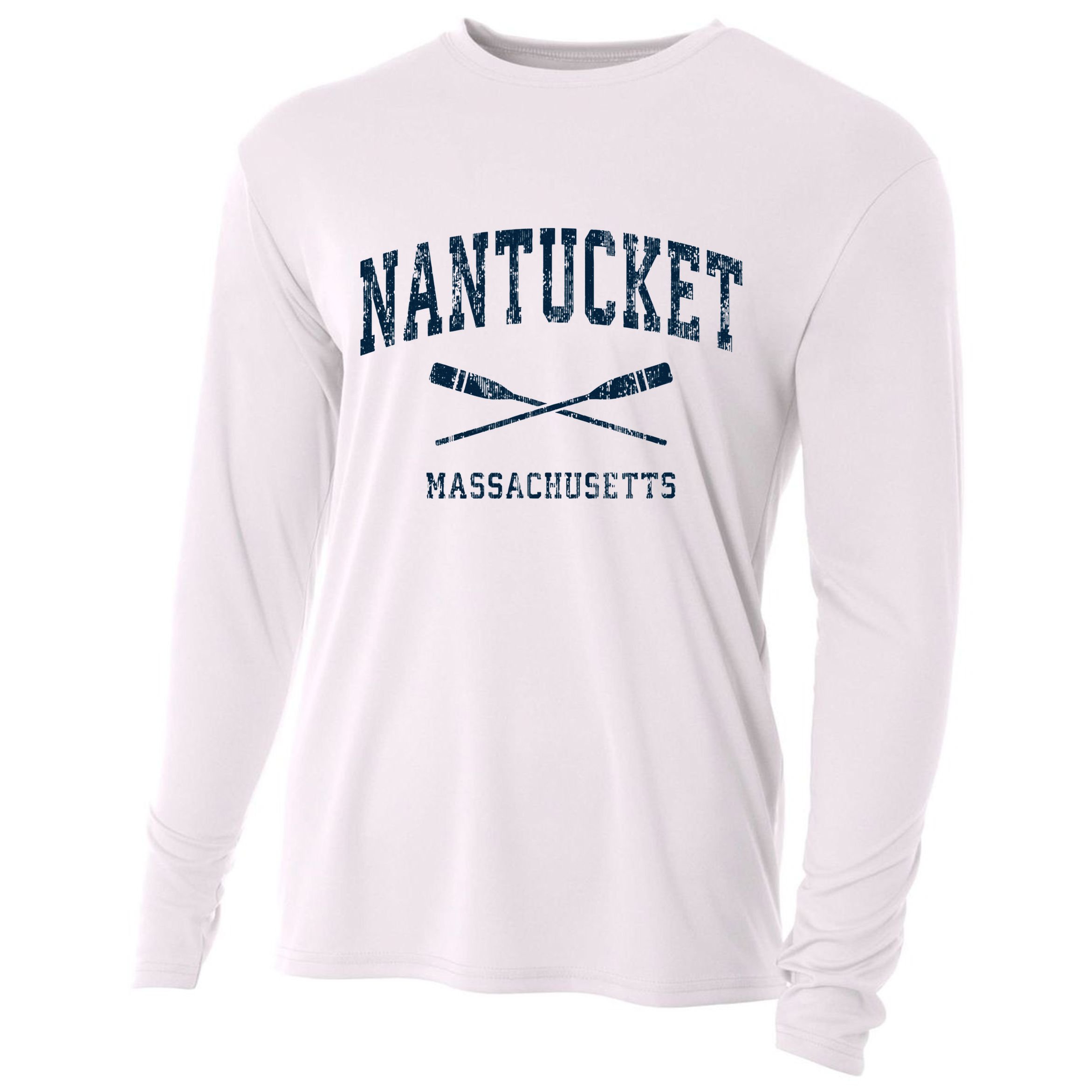 Nantucket Massachusetts Vintage Nautical Paddles Sports Oars Cooling Performance Long Sleeve Crew