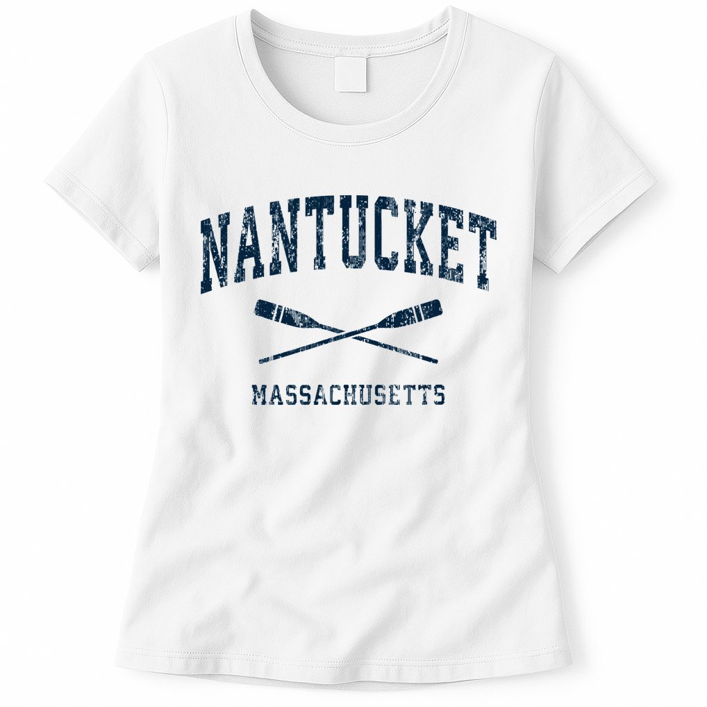 Nantucket Massachusetts Vintage Nautical Paddles Sports Oars Womens T-Shirt