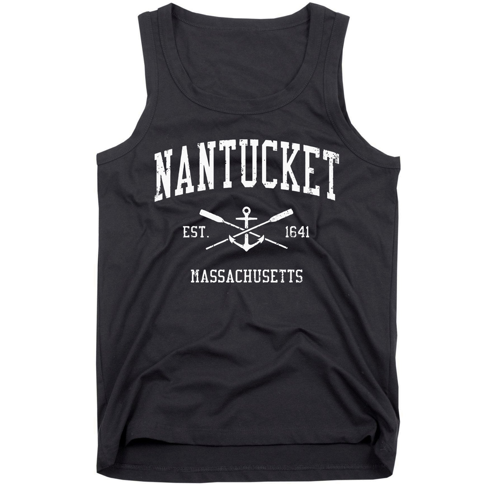 Nantucket MA Vintage Crossed Oars & Boat Anchor Sports Tank Top