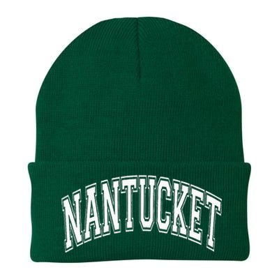 Nantucket Massachusetts Varsity Style Pink With White Text Knit Cap Winter Beanie