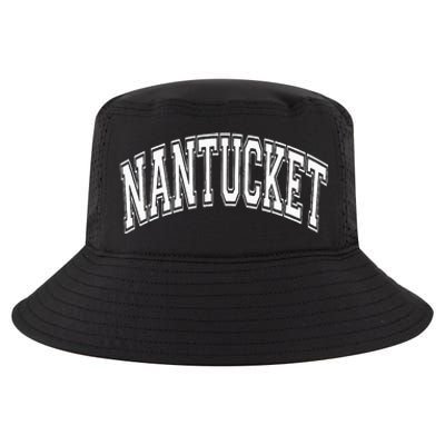 Nantucket Massachusetts Varsity Style Pink With White Text Cool Comfort Performance Bucket Hat