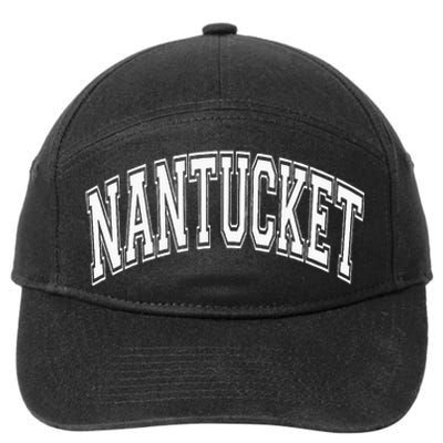 Nantucket Massachusetts Varsity Style Pink With White Text 7-Panel Snapback Hat