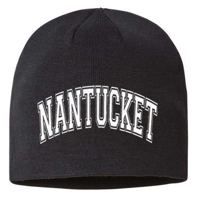 Nantucket Massachusetts Varsity Style Pink With White Text Sustainable Beanie