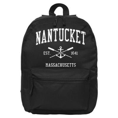 Nantucket Ma Vintage Crossed Oars & Boat Anchor Sports 16 in Basic Backpack