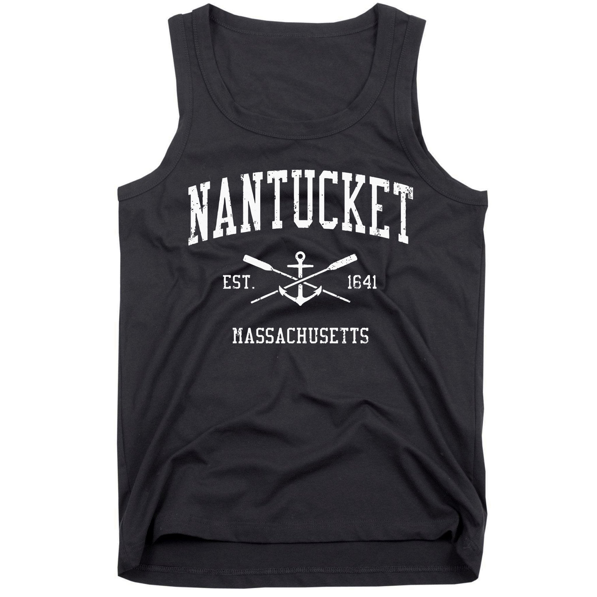 Nantucket Ma Vintage Crossed Oars & Boat Anchor Sports Tank Top