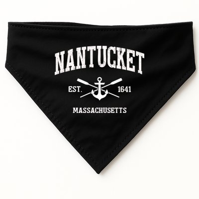 Nantucket Ma Vintage Crossed Oars And Boat Anchor Sports Funny Gift USA-Made Doggie Bandana