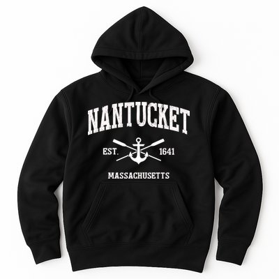Nantucket Ma Vintage Crossed Oars And Boat Anchor Sports Funny Gift Hoodie
