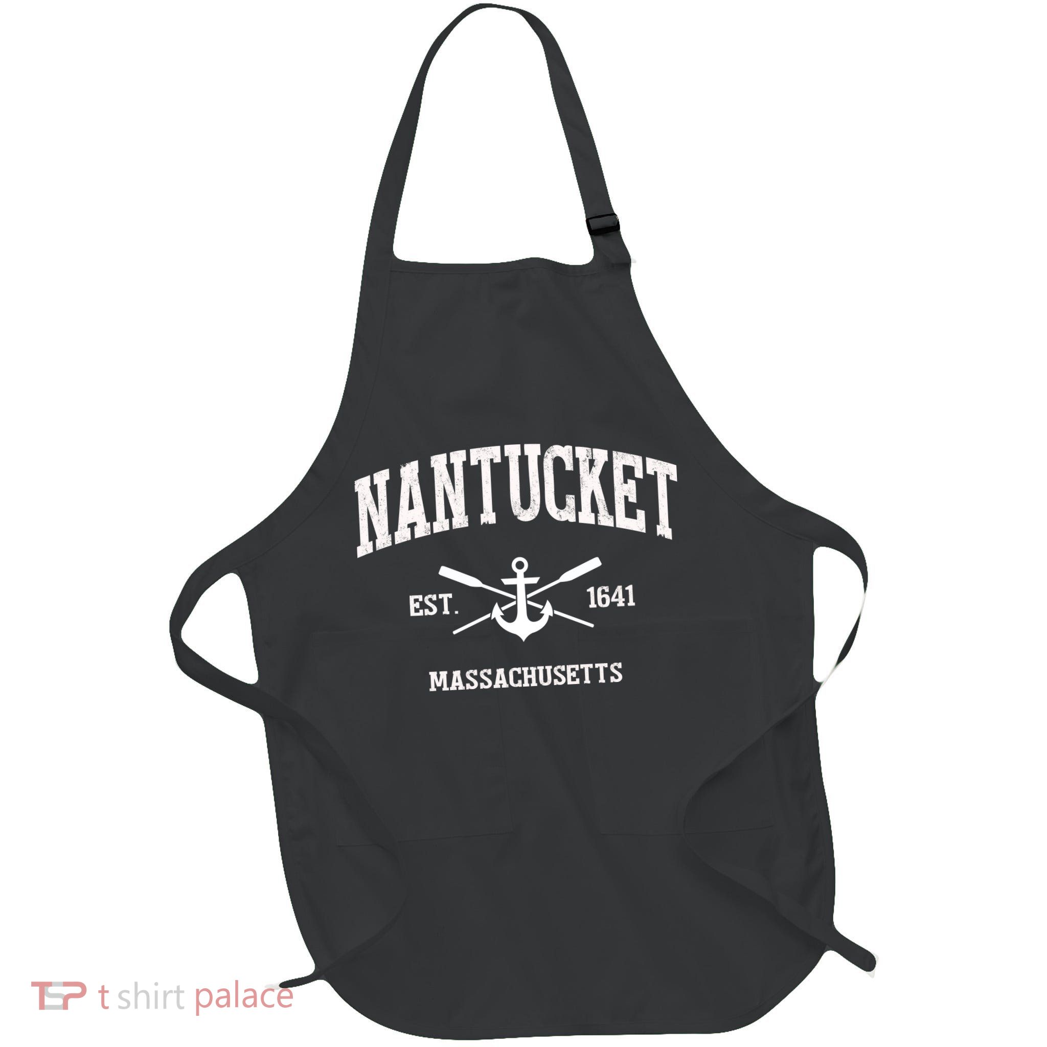 Nantucket Ma Vintage Crossed Oars And Boat Anchor Sports Funny Gift Apron