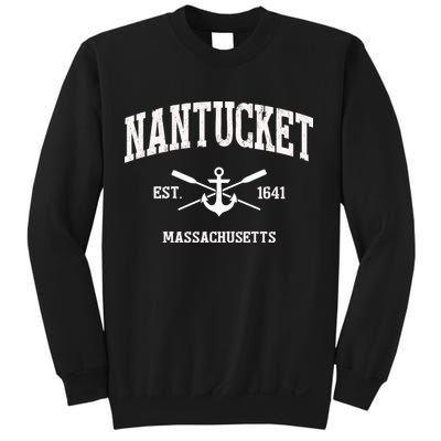 Nantucket Ma Vintage Crossed Oars And Boat Anchor Sports Funny Gift Sweatshirt