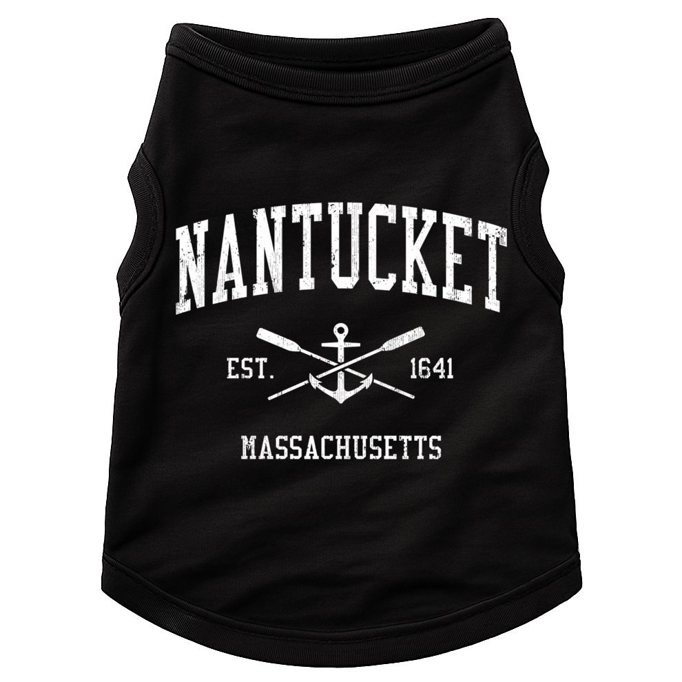 Nantucket Ma Vintage Crossed Oars And Boat Anchor Sports Funny Gift Doggie Tank
