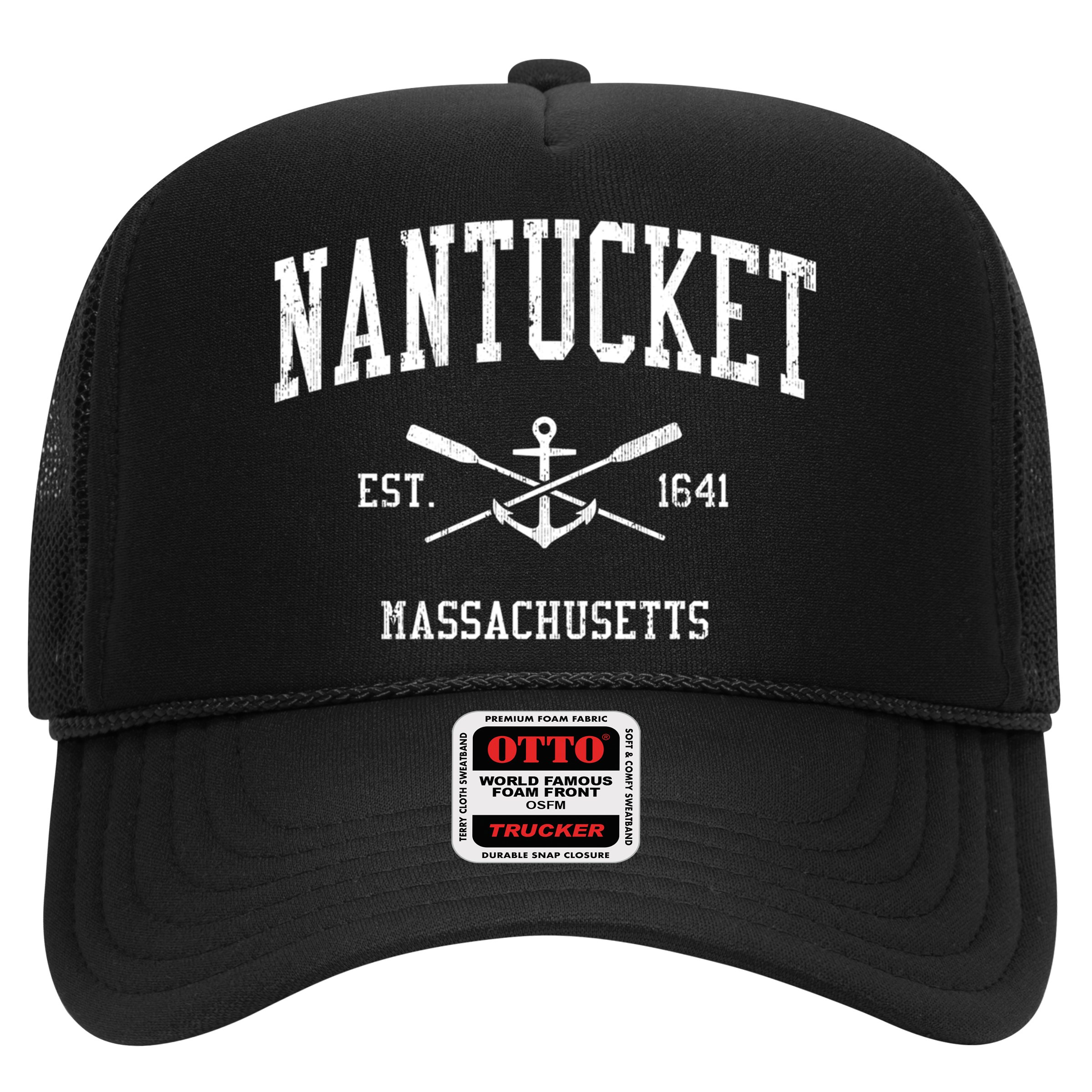 Nantucket Ma Vintage Crossed Oars And Boat Anchor Sports Funny Gift Hat