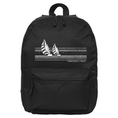 Nantucket Ma Vintage Sailing 70s Nautical Sailboat 16 in Basic Backpack