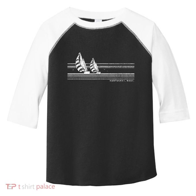 Nantucket Ma Vintage Sailing 70s Nautical Sailboat Toddler Fine Jersey T-Shirt