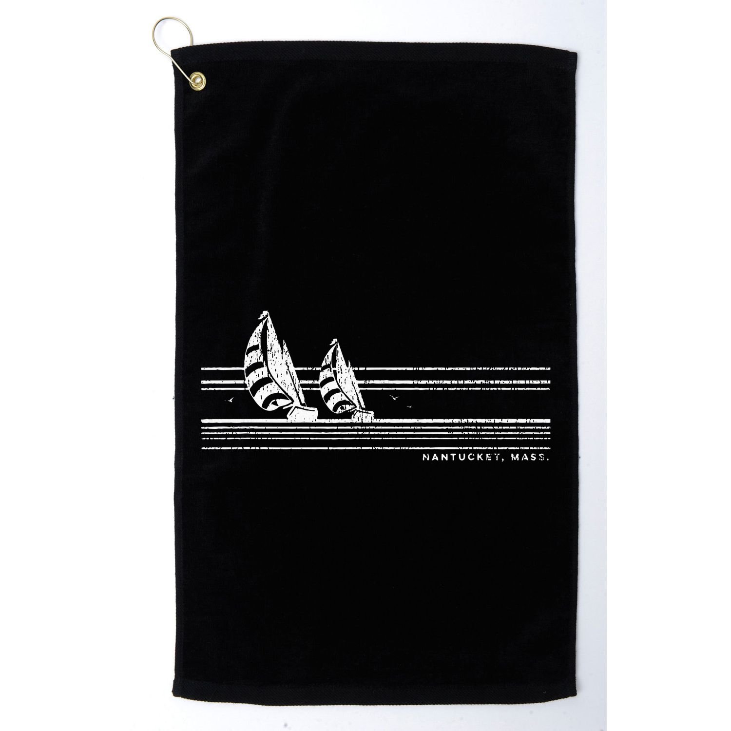 Nantucket Ma Vintage Sailing 70s Nautical Sailboat Golf Towel
