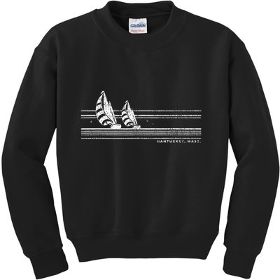 Nantucket Ma Vintage Sailing 70s Nautical Sailboat Kids Sweatshirt