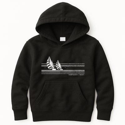 Nantucket Ma Vintage Sailing 70s Nautical Sailboat Kids Hoodie