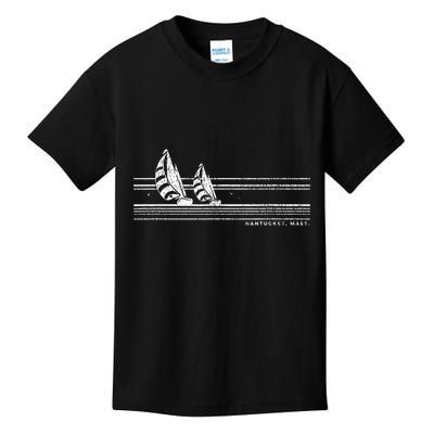 Nantucket Ma Vintage Sailing 70s Nautical Sailboat Kids T-Shirt