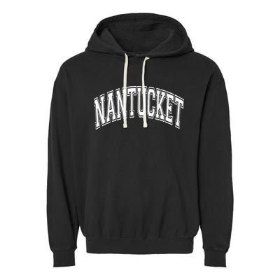 Nantucket Massachusetts Varsity Style Pink With White Text Garment-Dyed Fleece Hoodie