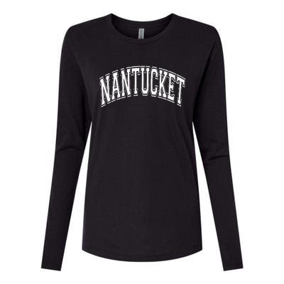 Nantucket Massachusetts Varsity Style Pink With White Text Womens Cotton Relaxed Long Sleeve T-Shirt