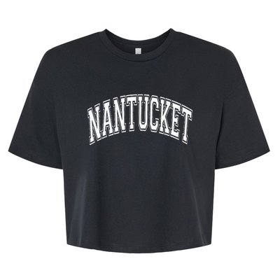 Nantucket Massachusetts Varsity Style Pink With White Text Bella+Canvas Jersey Crop Tee