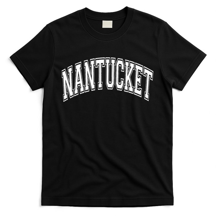 Nantucket Massachusetts Varsity Style Pink With White Text T-Shirt
