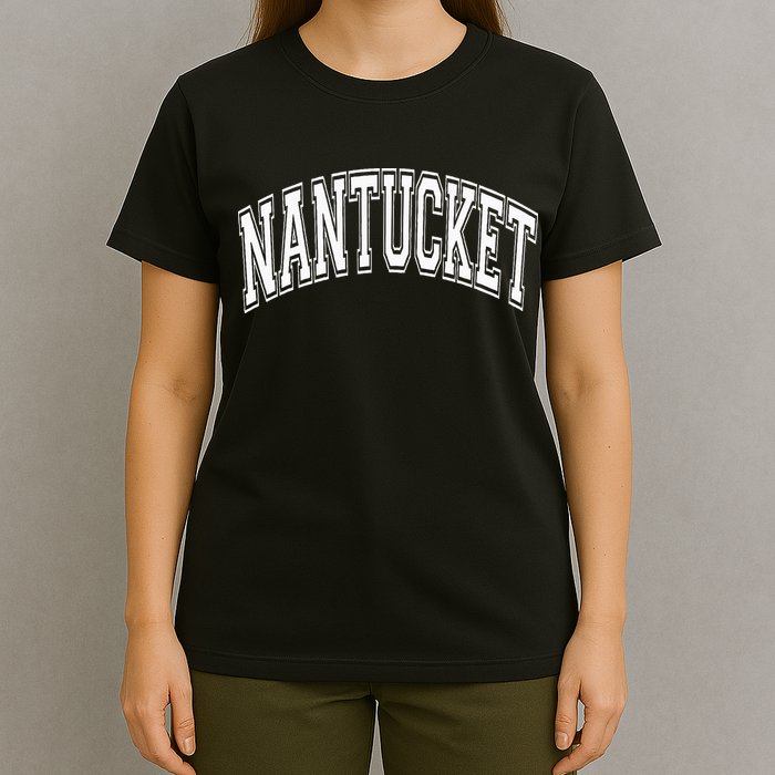 Nantucket Massachusetts Varsity Style Pink With White Text T-Shirt