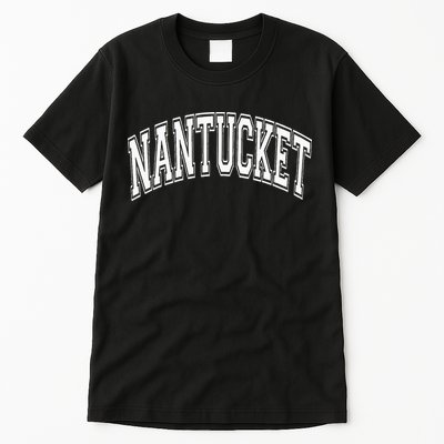 Nantucket Massachusetts Varsity Style Pink With White Text Tall T-Shirt