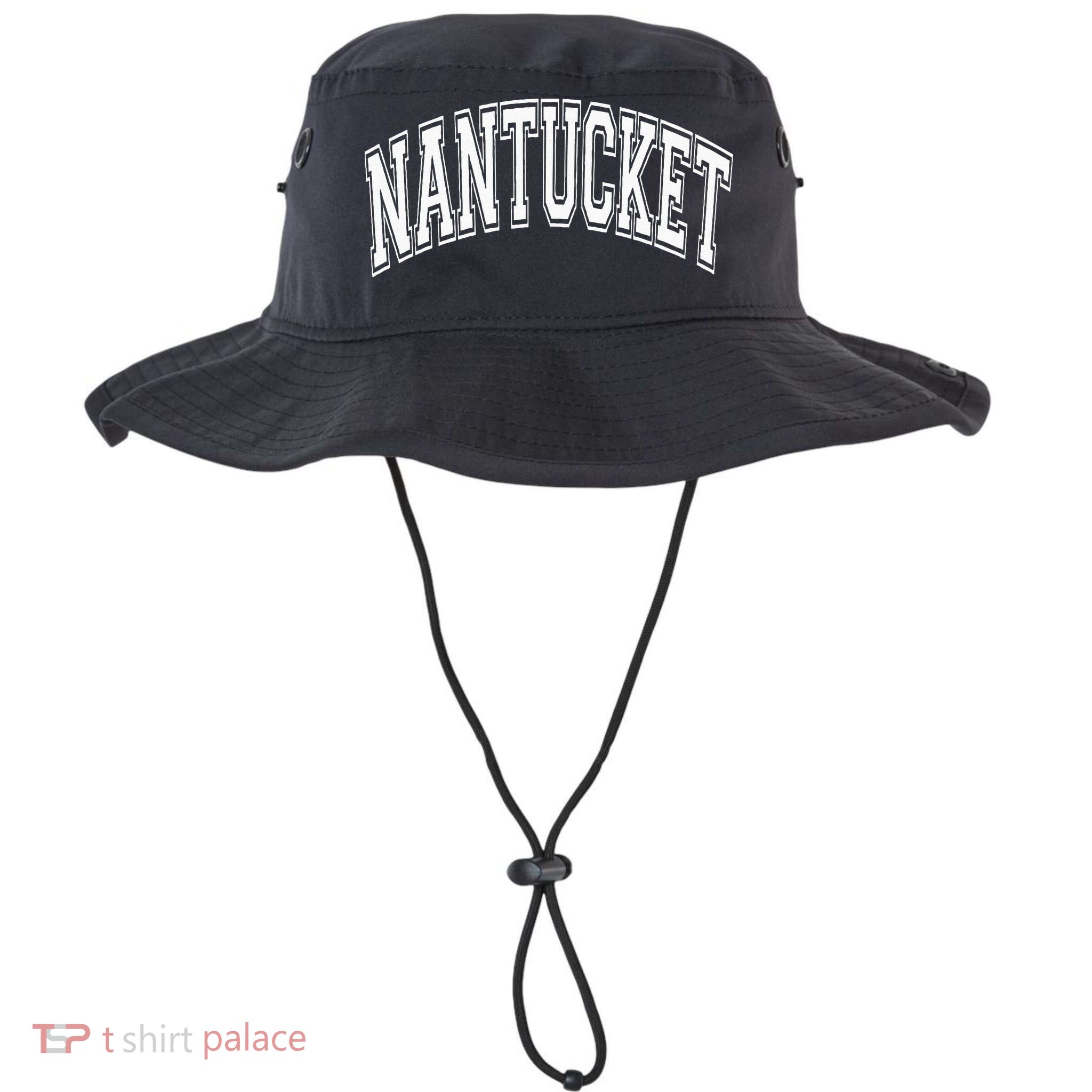 Nantucket Massachusetts Varsity Style Pink With White Text Bucket Hat