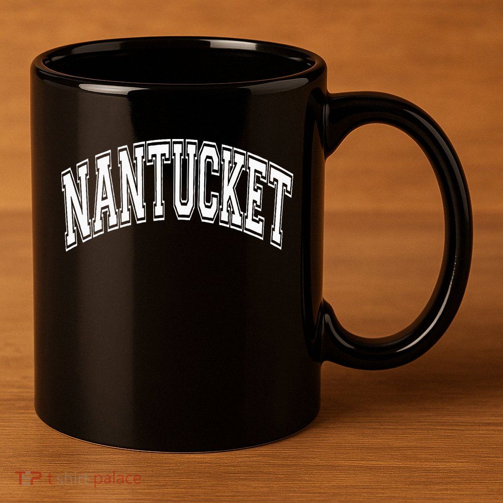 Nantucket Massachusetts Varsity Style Pink With White Text 11oz C Handle Ceramic Mug