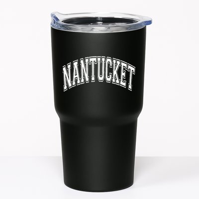 Nantucket Massachusetts Varsity Style Pink With White Text Tumbler