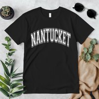 Nantucket Massachusetts Varsity Style Pink With White Text Premium T-Shirt