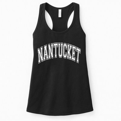 Nantucket Massachusetts Varsity Style Pink With White Text Womens Tank Top