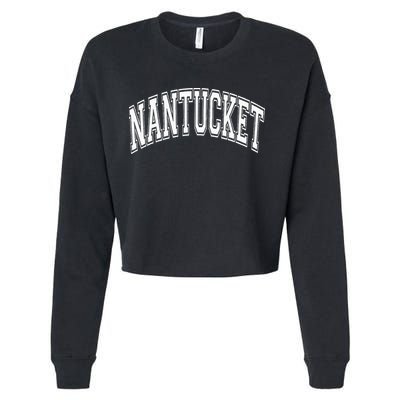 Nantucket Massachusetts Varsity Style Pink With White Text Cropped Pullover Crew