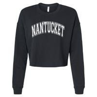 Nantucket Massachusetts Varsity Style Pink With White Text Cropped Pullover Crew